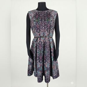 Liz Claiborne Sleeveless Printed Fit-and-Flare Dress in Black, Teal, Purple